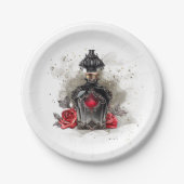 ゴシックファッションビクトリアン香水ボトルとバラ ペーパープレート (正面)