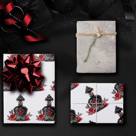 ゴシックファッションビクトリアン香水ボトルとバラ ラッピングペーパーシート