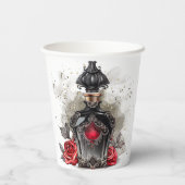 ゴシックファッションビクトリアン香水ボトルとバラ 紙コップ (裏面)