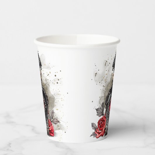 ゴシックファッションビクトリアン香水ボトルとバラ 紙コップ (左)