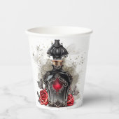 ゴシックファッションビクトリアン香水ボトルとバラ 紙コップ (正面)
