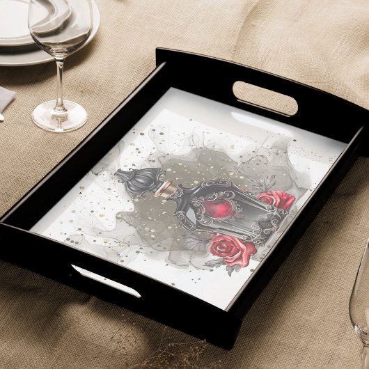 ゴシックファッションビクトリアン香水ボトルとバラ 薄葉紙