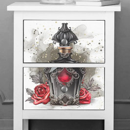 ゴシックファッションビクトリアン香水ボトルとバラ 薄葉紙