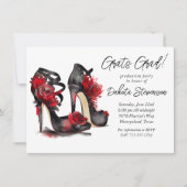 ゴシックファッション スティレットヒール レッドローズ 卒業式 招待状 (正面)