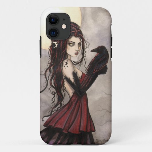 ゴシックファンタジーアートの魔女とワタリガラス iPhone 5 カバー (裏面)