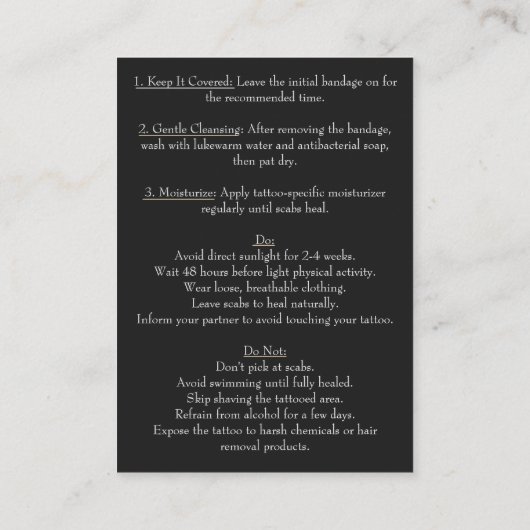 ゴシックファンタジーウルフスカルブラック&シルバーアフターケア 名刺 (裏面)