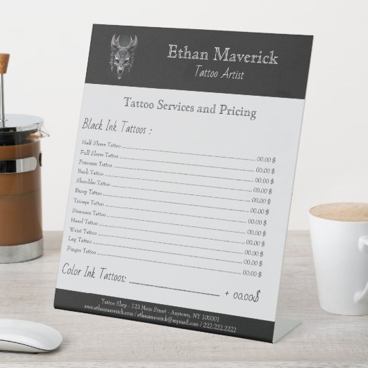 ゴシックファンタジーウルフスカルブラック&シルブ価格表 台座サイン (インサイチュ)