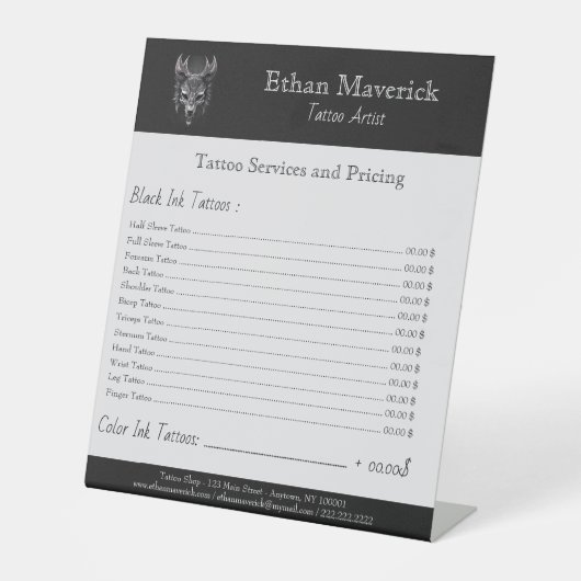 ゴシックファンタジーウルフスカルブラック&シルブ価格表 台座サイン (正面)