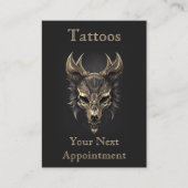 ゴシックファンタジーウルフスカルブラック&金ゴールドアポイントメント 名刺 (正面)