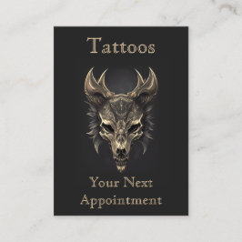 ゴシックファンタジーウルフスカルブラック&金ゴールドアポイントメント 名刺
