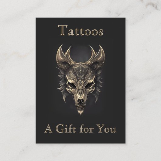 ゴシックファンタジーウルフスカルブラック&金ゴールドプレゼント 名刺 (正面)