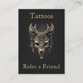 ゴシックファンタジーウルフスカルブラック&金ゴールドレファー 名刺