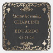 ゴシックファンタジー金ゴールド結婚ツタ スクエアシール (正面)