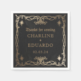 ゴシックファンタジー金ゴールド結婚ツタ スタンダードカクテルナプキン