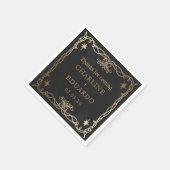 ゴシックファンタジー金ゴールド結婚ツタ スタンダードカクテルナプキン (角)