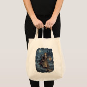 ゴシックファンタジー 中世の少女 ランタン 城 夜 トートバッグ (正面(商品))