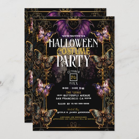 ゴシックフェアユタールバタフライ&こうもりハローウィンパーティ 招待状 (正面/裏面)