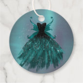 ゴシックフェアリーティール（緑がかった色）ガウン | 深いミッドナイトグリーンシェン フェイバータグ (正面)