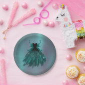 ゴシックフェアリーティール(緑がかった色)ガウン | 深いミッドナイトグリーンシェン ペーパープレート (パーティー)