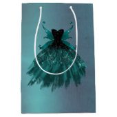 ゴシックフェアリーティール（緑がかった色）ガウン | 深いミッドナイトグリーンシェン ミディアムペーパーバッグ (正面)