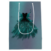 ゴシックフェアリーティール（緑がかった色）ガウン | 深いミッドナイトグリーンシェン ミディアムペーパーバッグ (裏面)