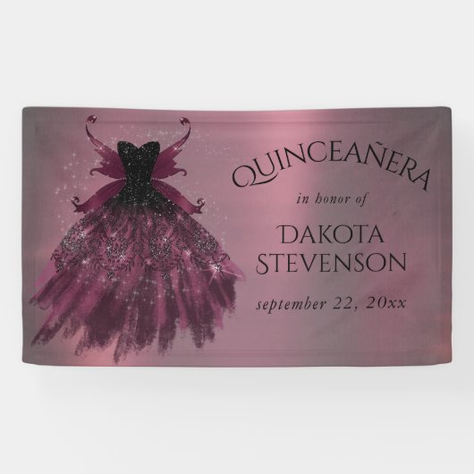 ゴシックフェアリー明るい赤紫色ガウン | パンクロックピンクマゼンタ 横断幕 (横)