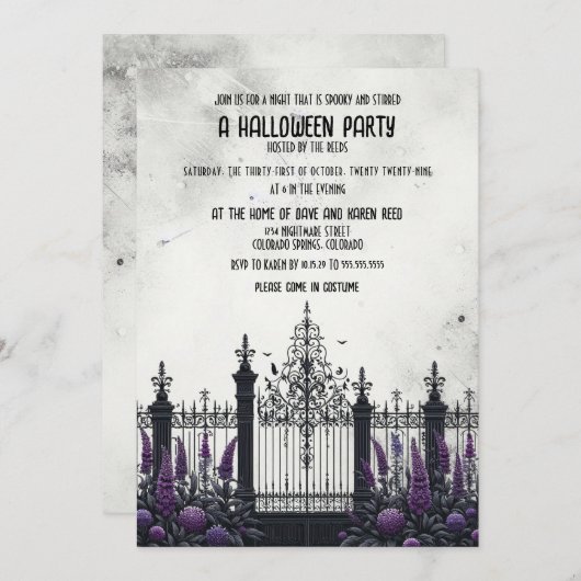 ゴシックフェンスハローウィンパーティ 招待状 (正面/裏面)