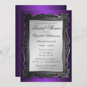 ゴシックフレームグレーパープルブライダルシャワー招待状 招待状 (正面/裏面)