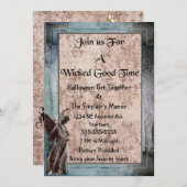 ゴシックフレームダマグランジスクエンジェルハローウィンパーティ 招待状 (正面/裏面)