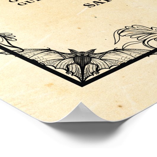 ゴシックフレームテー結婚ブルのハロウィーンのシーティングプラン ポスター (角)