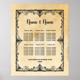 ゴシックフレームテー結婚ブルのハロウィーンのシーティングプラン ポスター