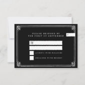 ゴシックフレーム白黒結婚タイポグラフィ 出欠カード (裏面)