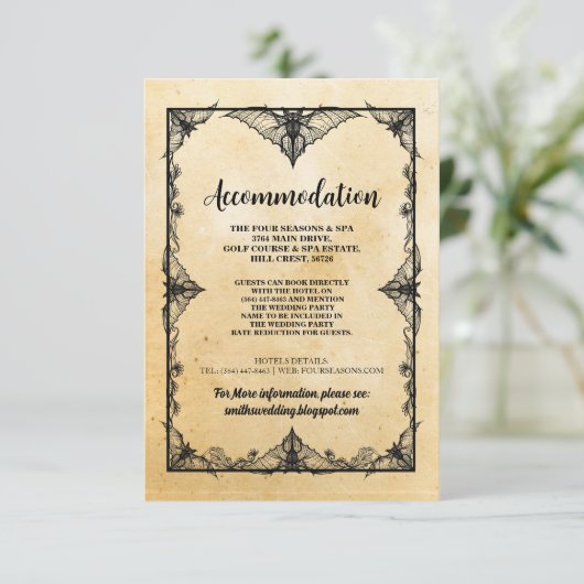 ゴシックフレーム素朴宿泊用結婚式カード エンクロージャーカード (スタンド正面)