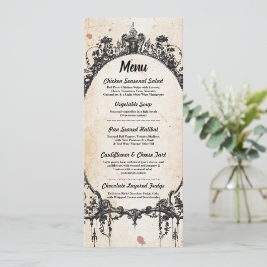 ゴシックフレーム ハロウィン ウェディング レセプション メニュー 招待状 (スタンド正面)