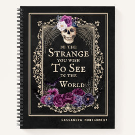 ゴシックフローラおもしろいスカルパーソナライズされた引用文名 ノートブック
