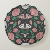 ゴシックフローラとスカル模様（蛾あり） ラウンドクッション (裏面)