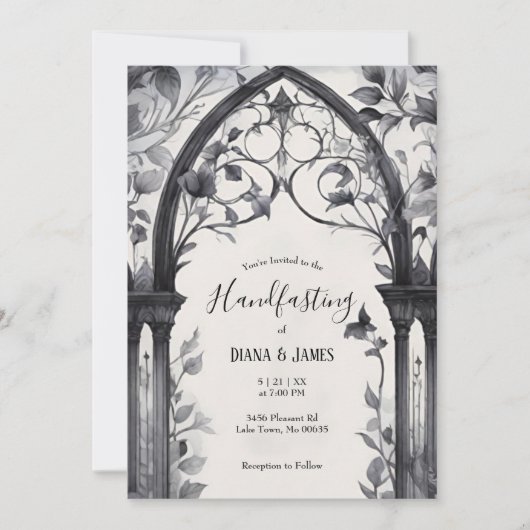 ゴシックフローラガーデンゲートハン異教のダスト 招待状 (正面)