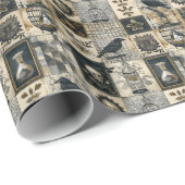 ゴシックフローラスカルとレイヴン模様 ラッピングペーパー (ロールコーナー)