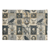 ゴシックフローラスカルとレイヴン模様 枕カバー (裏面)