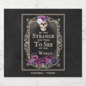 ゴシックフローラスカルのパーソナライズ名ハロウィーン ビールラベル (シングルラベル)