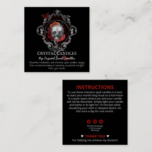 ゴシックフローラスカルスペルインストラクションSquare Busin スクエア名刺 (正面/裏面)