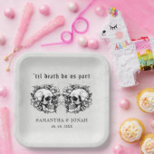 ゴシックフローラスカルハロウィン結婚ズ ペーパープレート (パーティー)