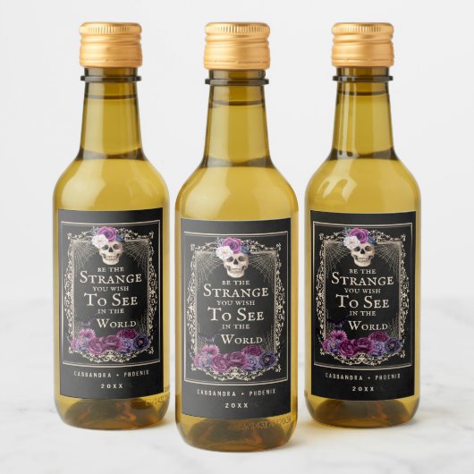 ゴシックフローラスカルハロウィーンの個人用設定 ワインラベル (ボトル)