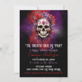 ゴシックフローラスカルハロウィーンブライダルシャワー 招待状 (正面)