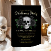 ゴシックフローラスカルハロウィーン金ゴールド 箔招待状