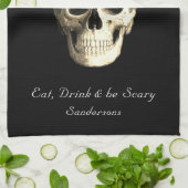 ゴシックフローラスカルバラハロウィンパーソナライズされた キッチンタオル (折り畳み)