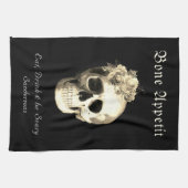 ゴシックフローラスカルバラハロウィンパーソナライズされた キッチンタオル (横)