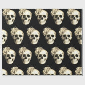 ゴシックフローラスカルバラパターンハロウィーン ラッピングペーパー (フラット)