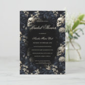 ゴシックフローラスカルムーディダークブライダルシャワー 招待状 (スタンド正面)