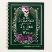 ゴシックフローラスカルヴィンテージグリーンパーソナライズ名 プランナー手帳 (正面)